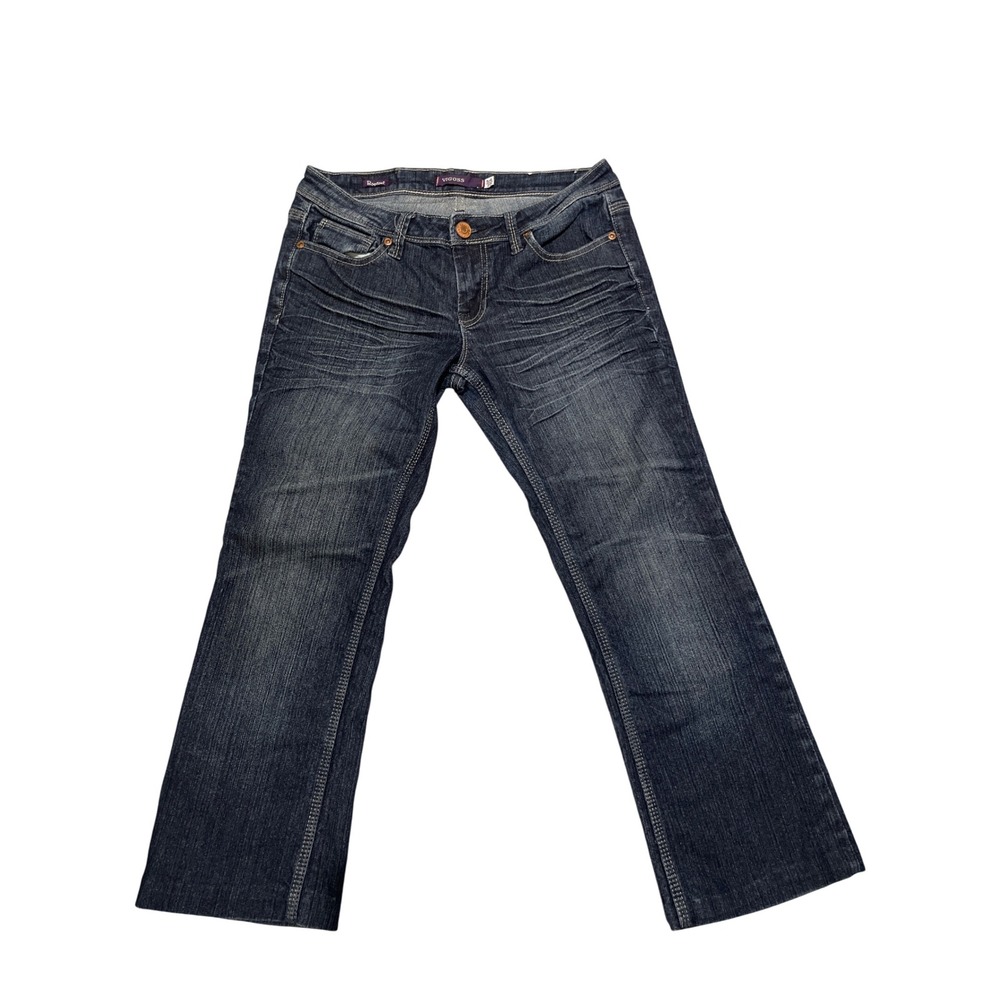VIGOSS Jeans Women's Size 3/4 27 Dark Wash Low Rise Bootcut Embellished Pockets